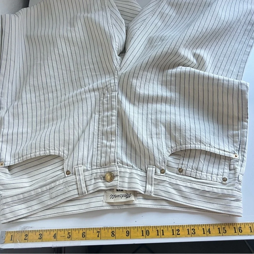 Madewell Low-Slung Baggy White Blue Striped Jeans Size 28 NWT